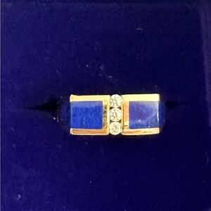 New! $4150 Kabana 14k yellow gold Lapis & Diamond Ring Band